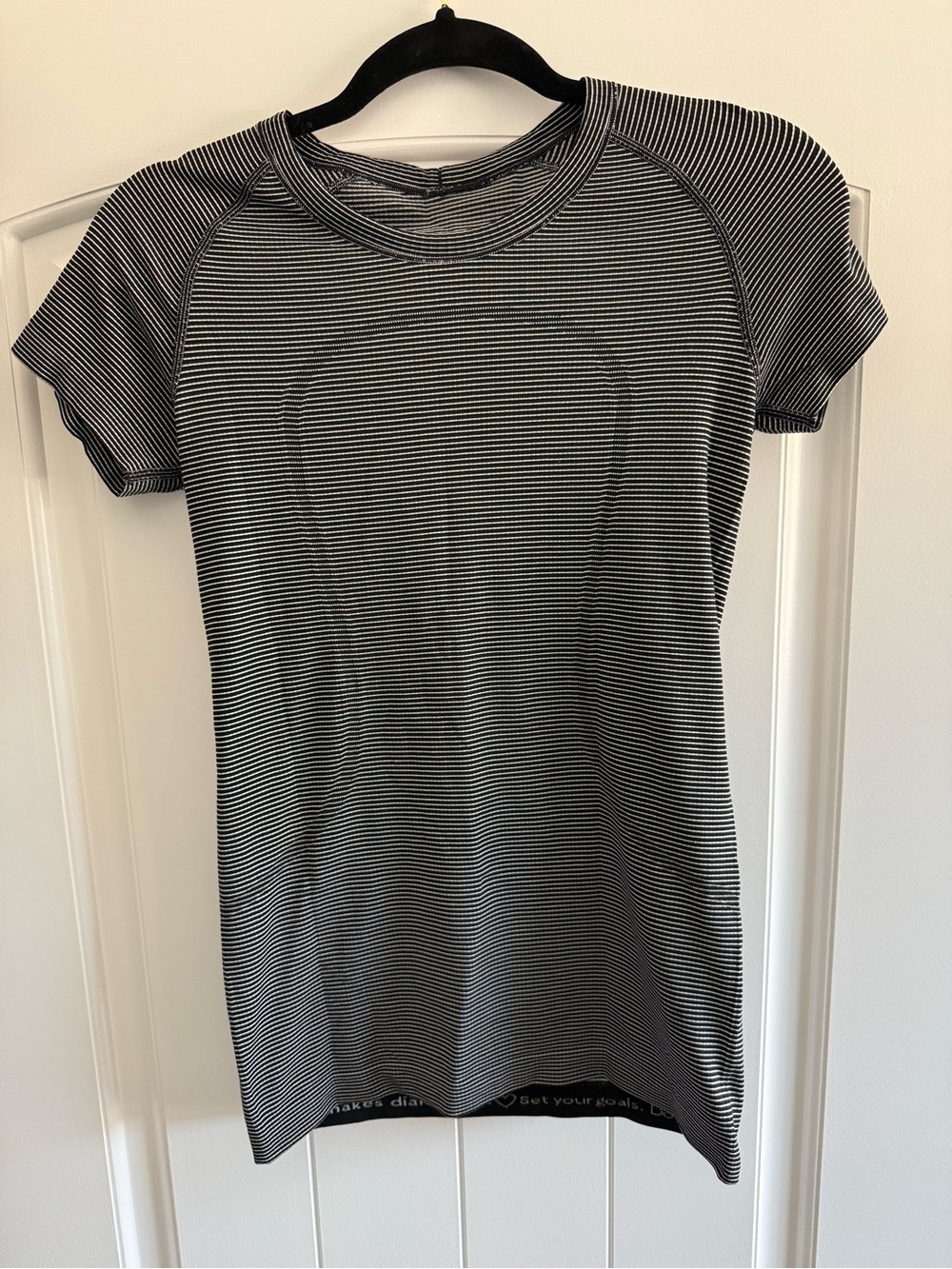 lululemon athletica Black and White Micro-Stripe Short Sleeve Tee